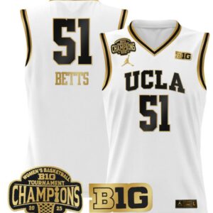 Women's Lauren Betts Jersey #51 UCLA Bruins 2025 Champions Basketball White Gold