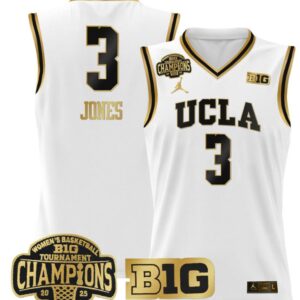 Women's Londynn Jones Jersey #3 UCLA Bruins 2025 Champions Basketball White Gold