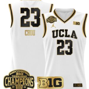 Women's Natalie Chou Jersey #23 UCLA Bruins 2025 Champions Basketball White Gold