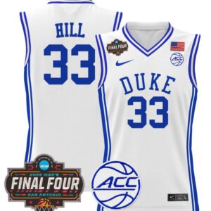 Grant Hill Jersey #33 Duke Blue Devils 2025 Final Four Patch Stitched White
