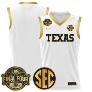Team Jersey Texas Longhorns 2025 Sec Final Four Patch Stitched White Gold