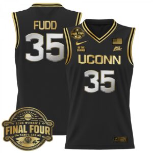 Azzi Fudd Jersey #35 UConn Huskies 2025 Big Eat Final Four Patch Black Gold
