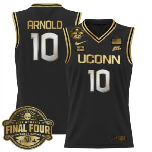KK Arnold Jersey #10 UConn Huskies 2025 Big Eat Final Four Patch Black Gold