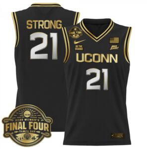 Sarah Strong Jersey #21 UConn Huskies 2025 Big Eat Final Four Patch Black Gold