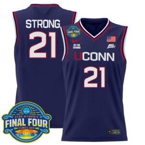 Sarah Strong Jersey #21 UConn Huskies 2025 Big Eat Final Four Patch Navy