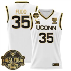 Azzi Fudd Jersey #35 UConn Huskies 2025 Big Eat Final Four Patch White Gold