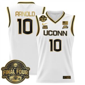KK Arnold Jersey #10 UConn Huskies 2025 Big Eat Final Four Patch White Gold