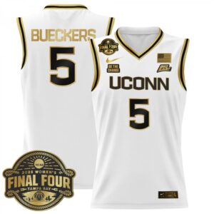 Paige Bueckers Jersey #5 UConn Huskies 2025 Big Eat Final Four Patch White Gold