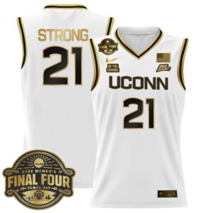 Sarah Strong Jersey #21 UConn Huskies 2025 Big Eat Final Four Patch White Gold