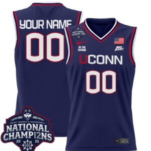 Custom UConn Huskies Jersey  2025 National Champions Patch Stitched Navy
