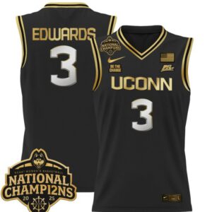 Aaliyah Edwards Jersey #3 UConn Huskies 2025 National Champions Patch Black Gold
