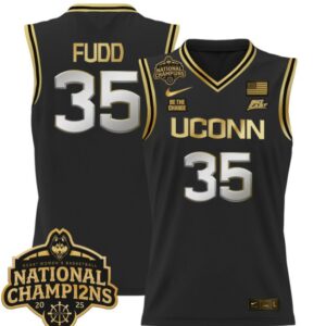 Azzi Fudd Jersey #35 UConn Huskies 2025 National Champions Patch Black Gold