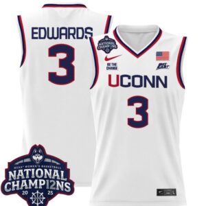 Aaliyah Edwards Jersey #3 UConn Huskies 2025 National Champions Patch White