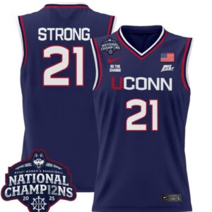 Sarah Strong Jersey #21 UConn Huskies 2025 National Champions Patch Navy
