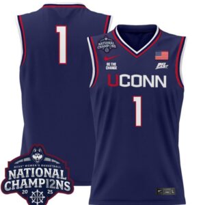 Team Jersey #1 UConn Huskies 2025 National Champions Patch Stitched Navy