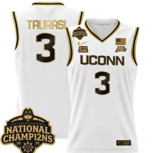 Diana Taurasi Jersey #3 UConn Huskies 2025 National Champions Patch White Gold
