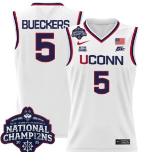 Paige Bueckers Jersey #5 UConn Huskies 2025 National Champions Patch White
