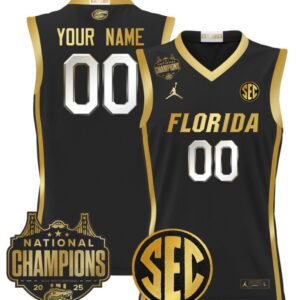 Custom Florida Gators Jersey 2025 National Champions Patch Stitched Black Gold