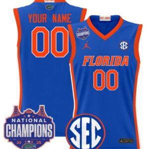 Custom Florida Gators Jersey 2025 National Champions Patch Stitched Royal