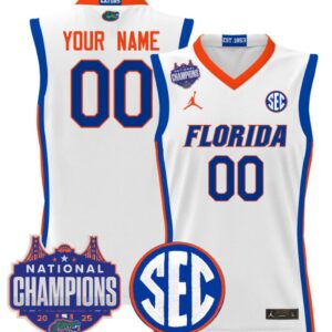 Custom Florida Gators Jersey 2025 National Champions Patch Stitched White