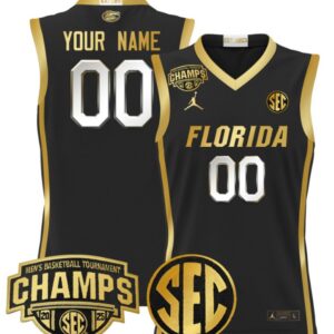 Custom Florida Gators Jersey 2025 SEC Tournament Champions Stitched Black Gold