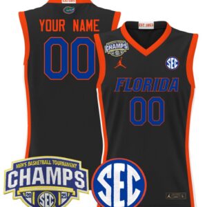 Custom Florida Gators Jersey 2025 SEC Tournament Champions Stitched Black