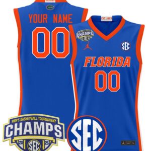 Custom Florida Gators Jersey 2025 SEC Tournament Champions Stitched Royal