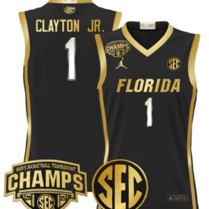 Walter Clayton Jr Jersey #1 Florida Gators 2025 Tournament Champions Black Gold