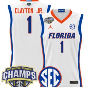 Walter Clayton Jr Jersey #1 Florida Gators 2025 Tournament Champions Patch White