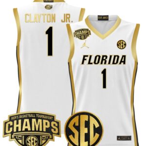 Walter Clayton Jr Jersey #1 Florida Gators 2025 Tournament Champions White Gold