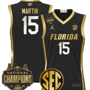 Alijah Martin Jersey #15 Florida Gators 2025 National Champions Patch Black Gold