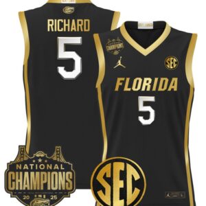 Will Richard Jersey #5 Florida Gators 2025 National Champions Patch Black Gold
