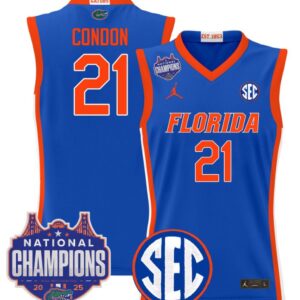 Alex Condon Jersey #21 Florida Gators 2025 National Champions Patch Royal