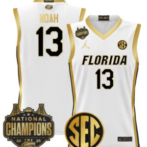 Joakim Noah Jersey #13 Florida Gators 2025 National Champions Patch White Gold