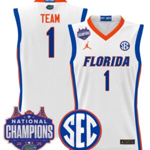 Team Jersey #1 Florida Gators 2025 National Champions Patch Stitched White