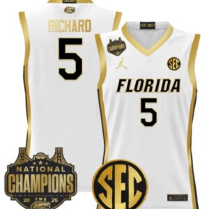 Will Richard Jersey #5 Florida Gators 2025 National Champions Patch White Gold
