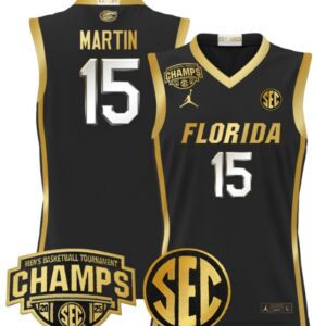 Alijah Martin Jersey #15 Florida Gators 2025 Tournament Champions Black Gold
