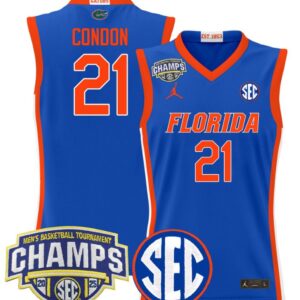 Alex Condon Jersey #21 Florida Gators 2025 Tournament Champions Patch Royal