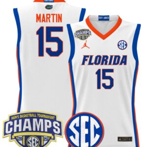 Alijah Martin Jersey #15 Florida Gators 2025 Tournament Champions Patch White