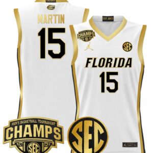 Alijah Martin Jersey #15 Florida Gators 2025 Tournament Champions White Gold
