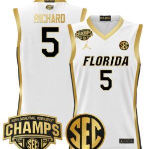 Will Richard Jersey #5 Florida Gators 2025 Tournament Champions Patch White Gold