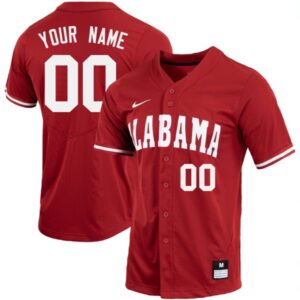 Custom Alabama Crimson Tide Baseball Crimson Full Button Jersey Stitched