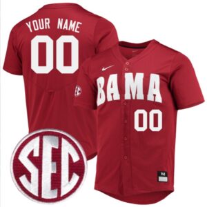 Custom Alabama Crimson Tide Baseball Crimson Jersey All Stitched SEC Patch