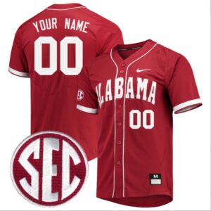 Custom Alabama Crimson Tide Baseball Crimson Vapor Untouchable Elite Jersey Stitched SEC Patch