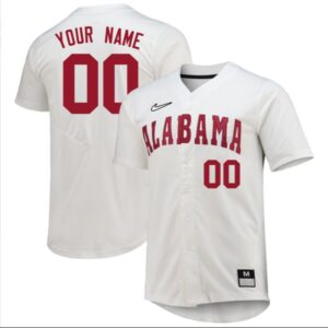 Custom Alabama Crimson Tide Baseball White Jersey Stitched