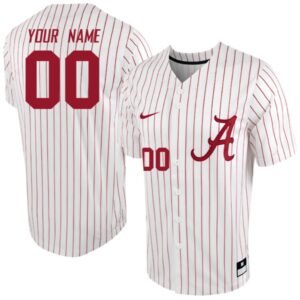 Custom Alabama Crimson Tide Baseball White Pinstripe Jersey Stitched