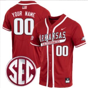 Custom Arkansas Razorbacks Baseball Cardinal Jersey ? All Stitched SEC Patch