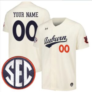 Custom Auburn Tigers Baseball Cream Jersey ? All Stitched SEC Patch