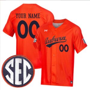 Custom Auburn Tigers Baseball Orange Jersey ? All Stitched SEC Patch