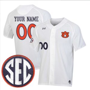 Custom Auburn Tigers Baseball White Jersey ? All Stitched SEC Patch
